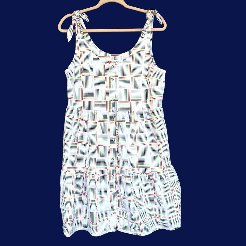 Unbranded Sundress Womens Medium Multicolor Rainbow Barcode Pride Button Front